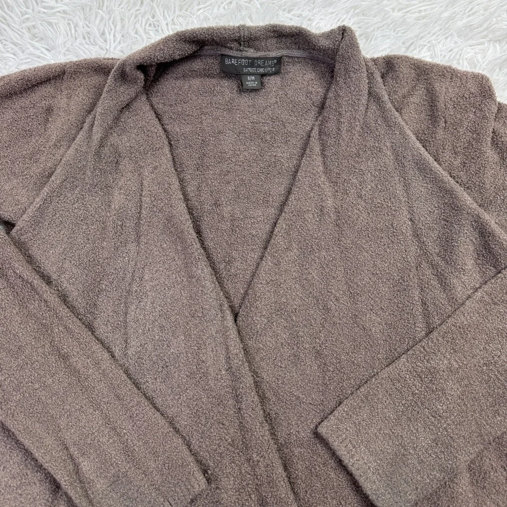 Barefoot Dreams Sweater Womens S/M Brown CozyChic Lite Island Wrap Open Cardigan
